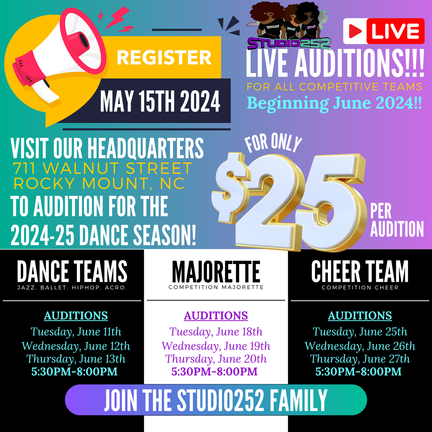 2024-25 Audition Fees